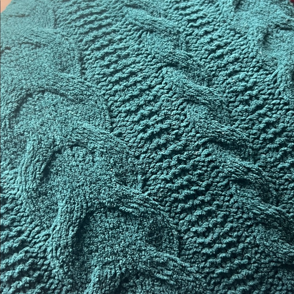 Forest Green Cable Knit Crewneck Sweater
